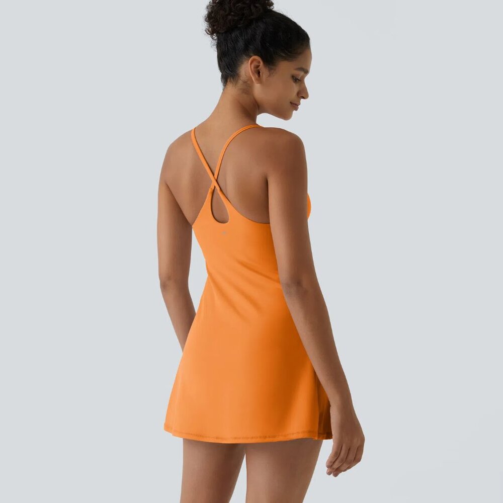 HALARA Sun Orange Size Medium Easy Peezy Dress Athletic style NWT - Picture 3 of 5
